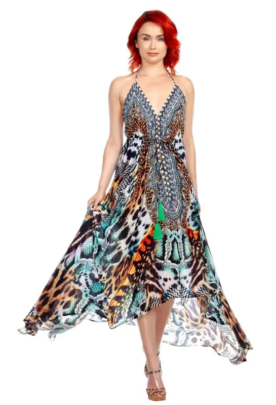 Women's Fashionable Clothing Sets Limited - Edition Drops Jungle Fever Halterneck Maxi Dress