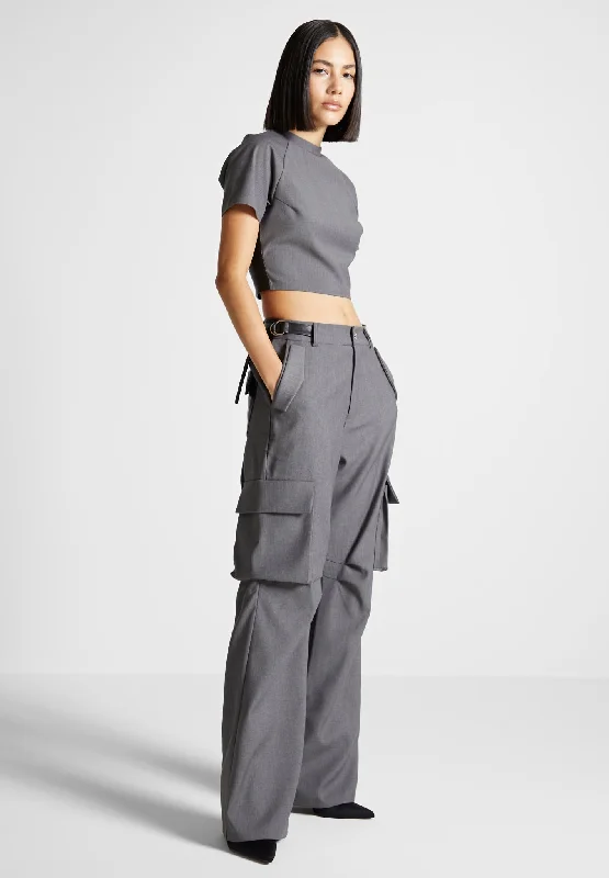 Women's Comfortable Lounge Outfit Best-Sellers Tailored Cargo Trousers - Grey/Black