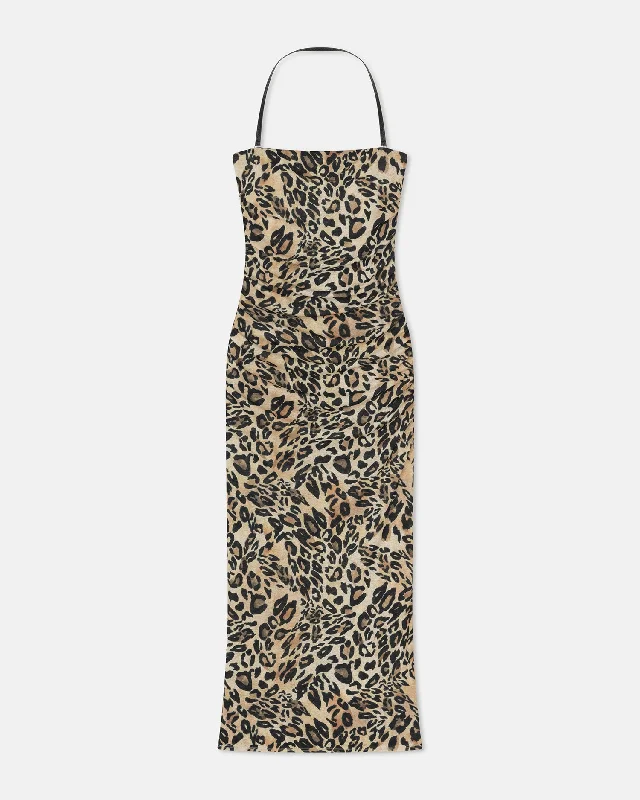 Women's Clothing For Special Occasions Limited Stock, Big Discounts Eliz - Printed Mesh-Jersey Midi Dress - Leopard