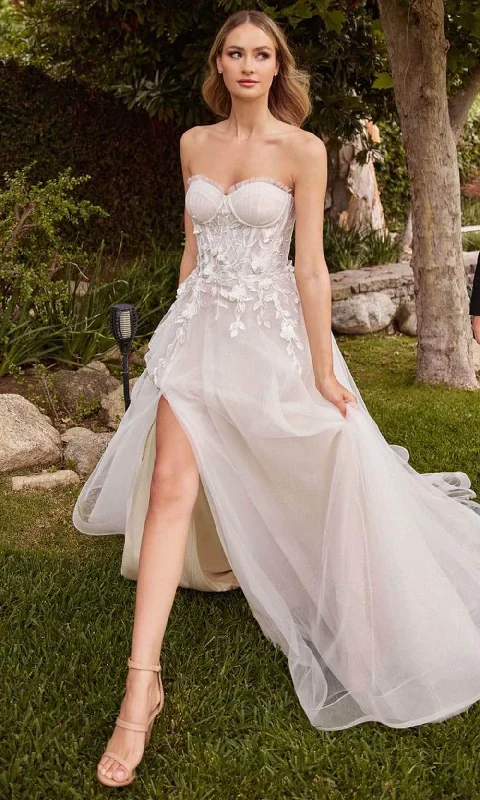 Vintage Clothing For Women Exclusive Sale Cinderella Divine CD859W - Strapless A-line Bridal Dress with Tulle Skirt