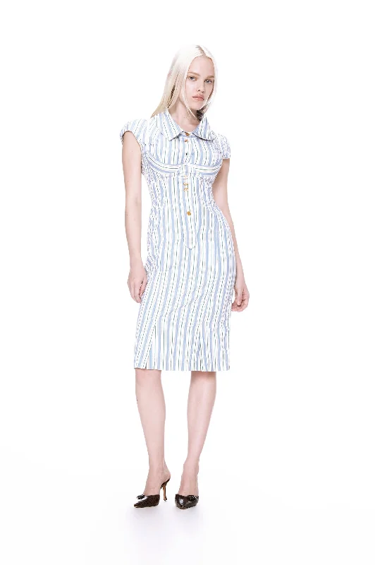 Women's Trendy Attire Trend Setting Wardrobe VIVIENNE WESTWOOD STRIPED MIDI DRESS