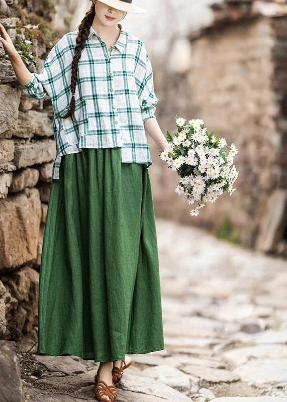 Women's Everyday Garments Unbeatable Prices Fashion Green Elastic Waist A Line Skirts Summer Linen