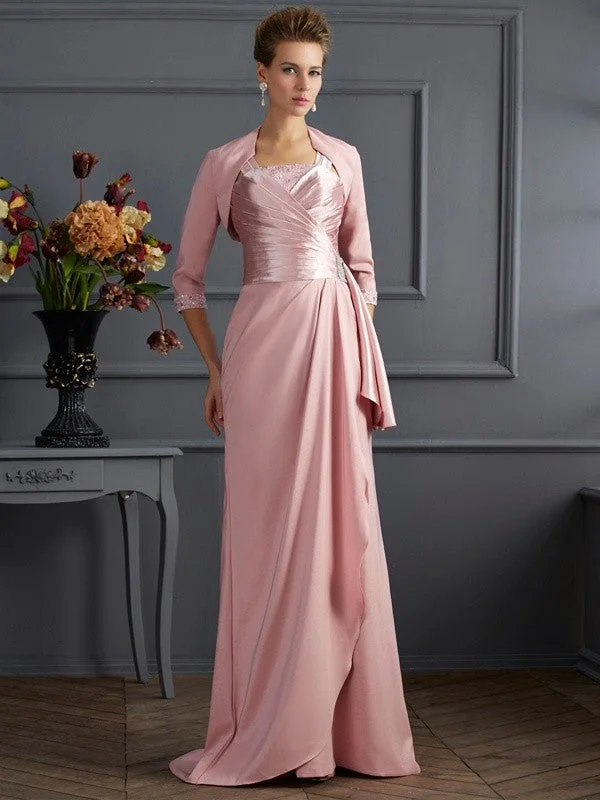 Women's Outerwear Garments Summer Splash Sale Sheath/Column Straps Sleeveless Long  Woven Satin Mother of the Bride Dresses