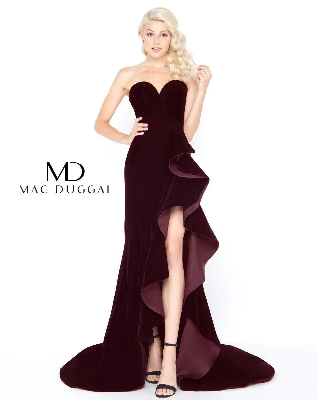 Women's Classic Outfit Chic Urban Fashion Look Mac Duggal High Slit Tiered Long Formal Prom Dress