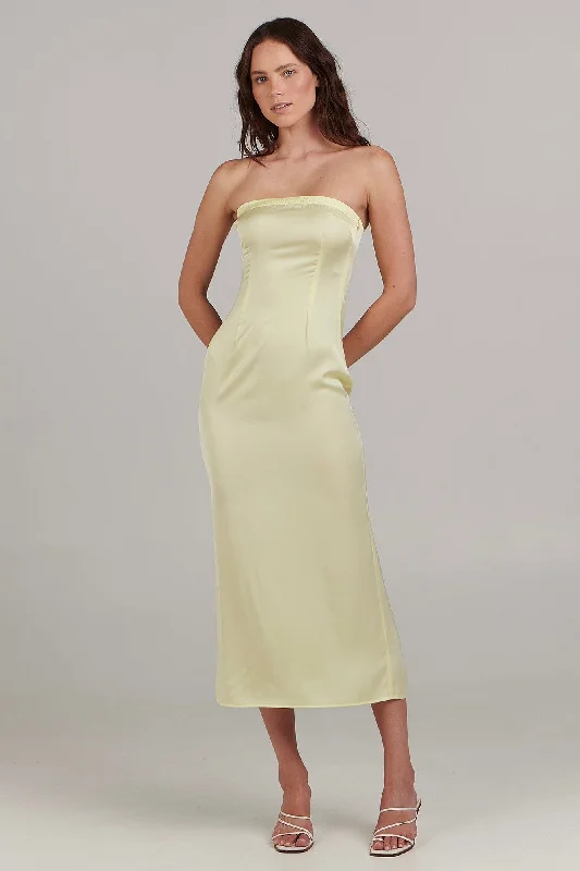 Women's Casual Clothing For Lounging Trendy Aesthetics Sinead Lemon Strapless Midi Dress