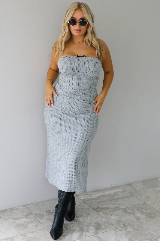 Women's Everyday Garments Stylish Savings See You Soon Midi Dress: Heather Grey/Black