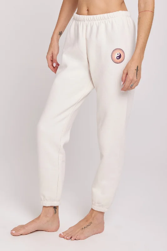 Women's Seasonal Clothing Flash Sale Spiritual Gangster Yin Yang Malibu Sweatpant - White Sand