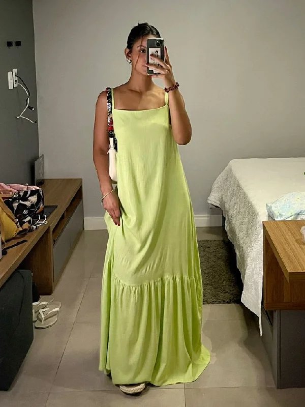 Women's Stylish Professional Apparel Stylish Women's Apparel Simple Green Straps Long Evening Dress,Green Maxi Dress  Y6938