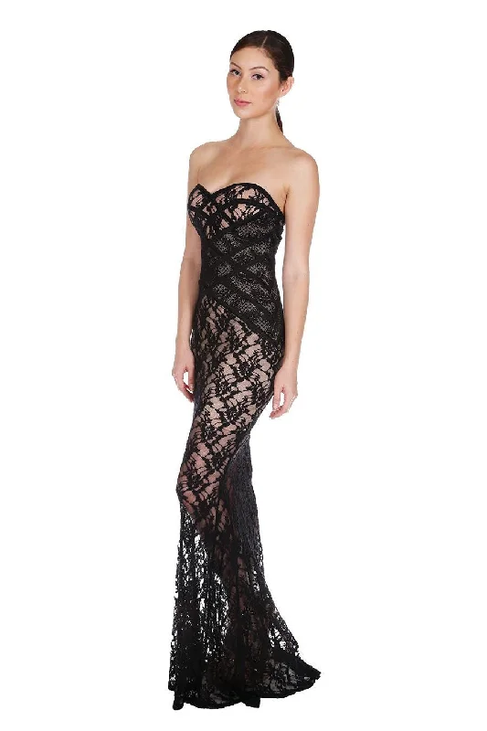 Women's Trendy Casual Clothes Feminine Grace Naughty Grl Evening Lace Maxi Dress - Black