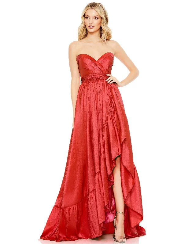 Women's Layered Outfit Seasonal Trend Mac Duggal 68040 High Low Strapless Prom Dress