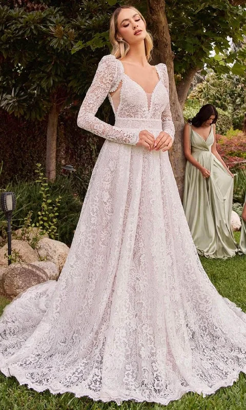 Women's Tops And Clothing Hot Sale Cinderella Divine CD862W - V-Neck Bridal Gown with Lace Details