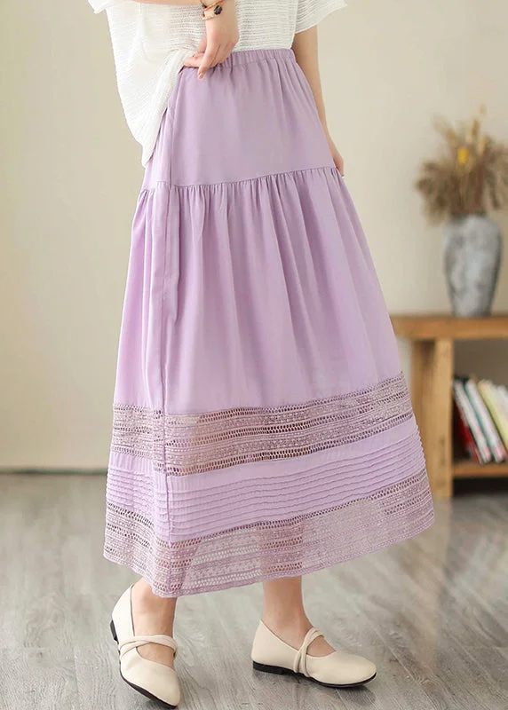 Women's Transitional Garments Season Transition Versatile Wear Clearance Bohemian Purple Hollow Out Patchwork Cotton Skirts Summer