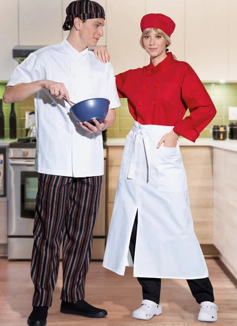 Women's Clothing With Trendy Designs Flash Sale McCalls Unisex Chef Jacket, Pants, Apron and Cap M8332