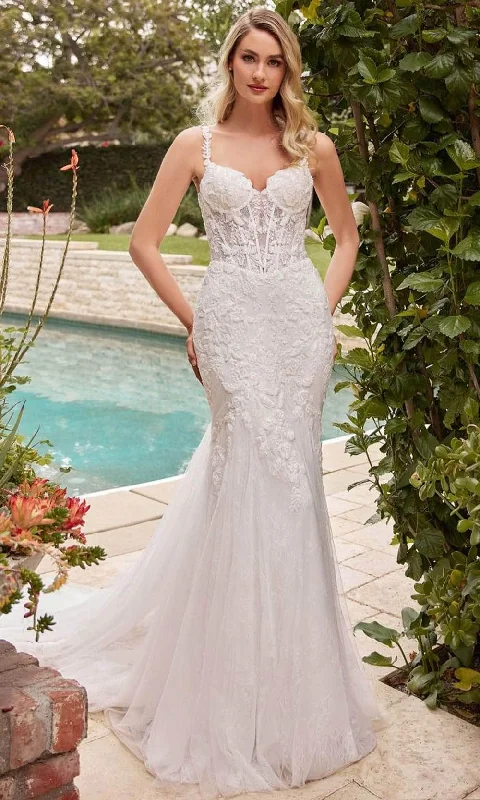 Tailored Clothing For Women Low Price Special Cinderella Divine CDS432W - Lace-Adorned Sleeveless Wedding Gown