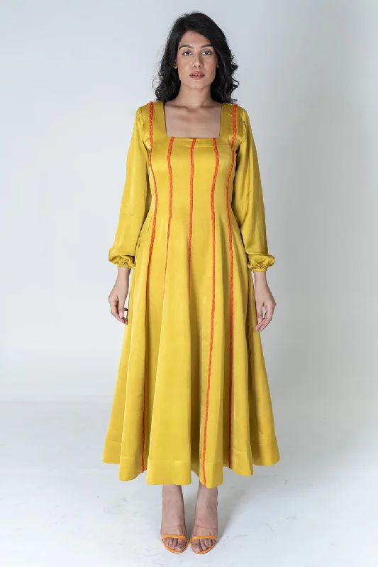 Stylish Outerwear Clothing For Women Big Savings On Minimalist Office Styles Yellow-Orange Braided Maxi Dress