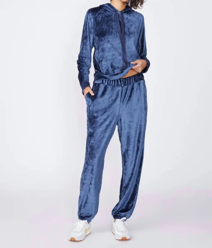 Fashionable Women's Clothing Stylish Spring Fashion Bamboo Velour Sweatpant In Blue