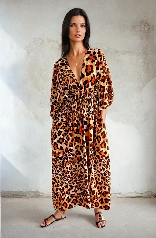 Women's Seasonal Wardrobe Clothing Today Only Elke Maxi Dress Rust Leopard