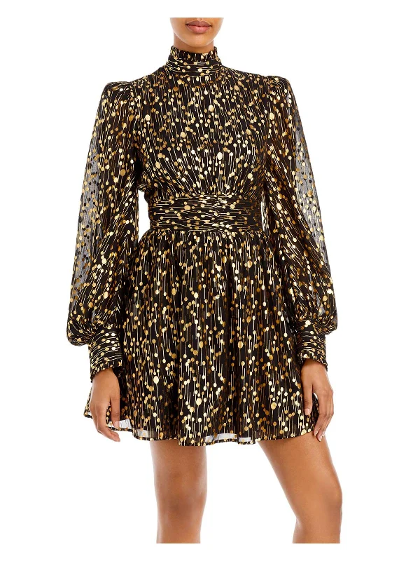 Vintage-Inspired Garments Winter Warm - Up Sale Womens Metallic Short Mini Dress