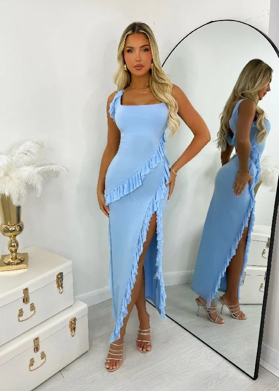 Women's Seasonal Clothing Boho - Chic Festival - Ready Style Sweet Intentions Ruffle Maxi Dress - Blue