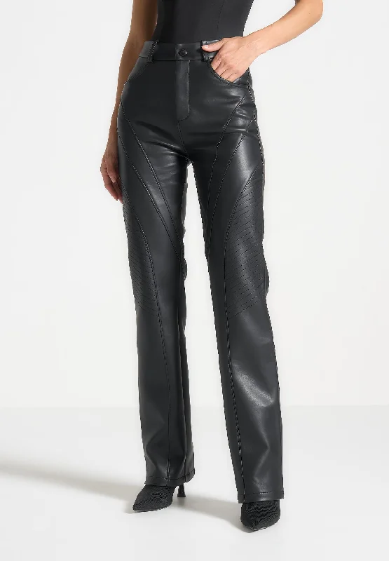 Formal Outfit For Women Flash Deals Leather Biker Trousers - Black