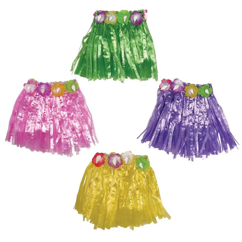 Women's Seasonal Apparel Gift Ideas Hula Skirts for Drinks, 3.5 Inches, 4 Count