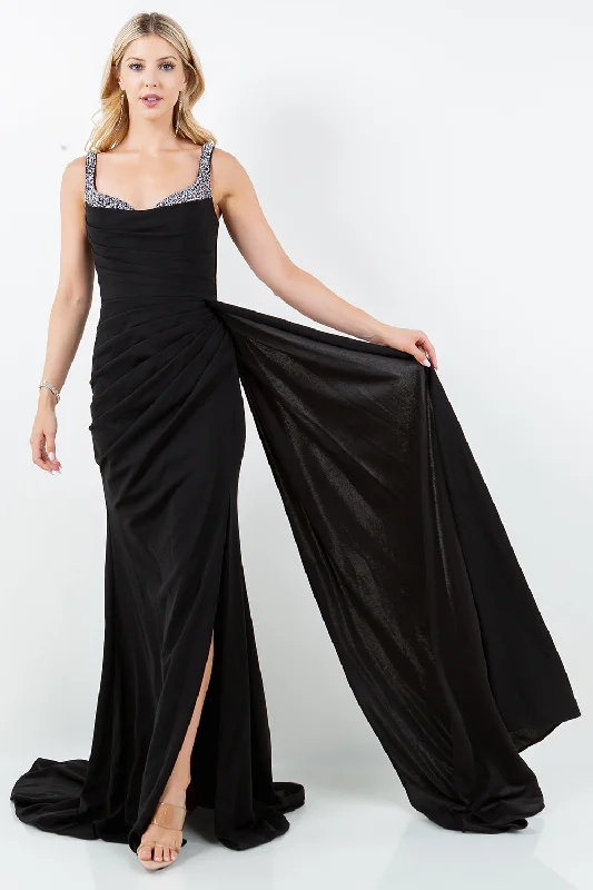 Comfortable Lounge Clothing Bold Fashion Sleeveless Slit Gown by Cinderella Couture 8283J