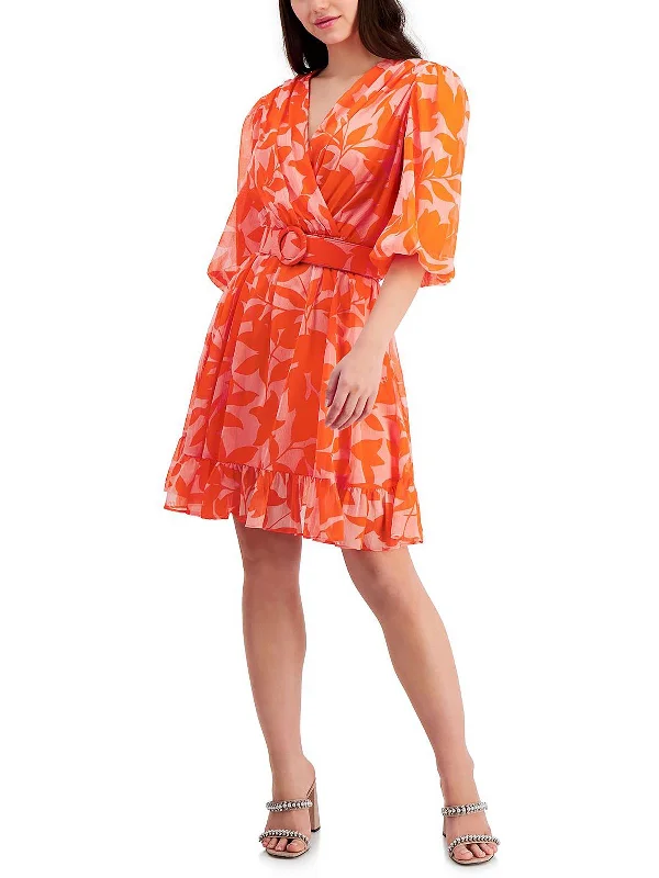 Women's Seasonal Attire Explore What's New Petites Womens Chiffon Short Mini Dress