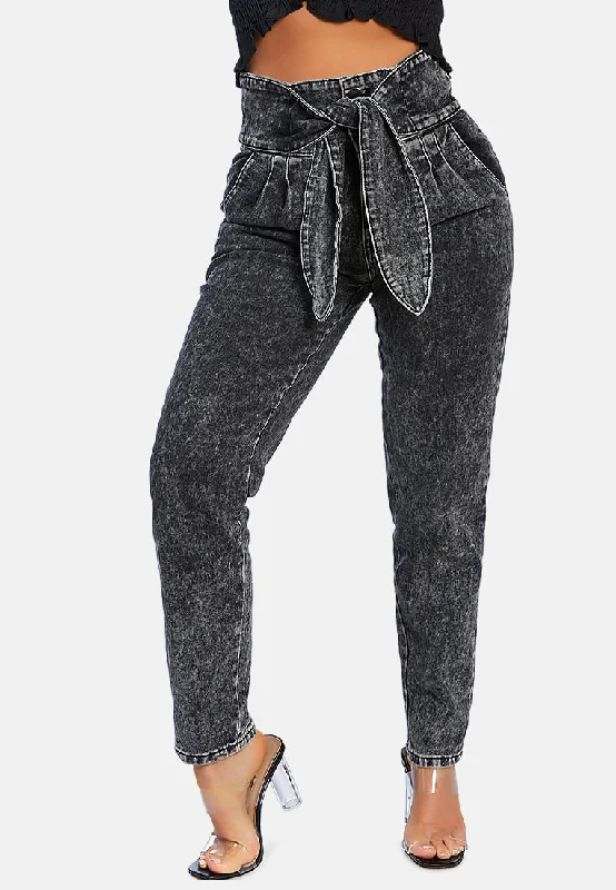 Stylish And Comfortable Clothing For Women Early Access To Art Deco Styles Sale Bow Together Washed Denim Pants