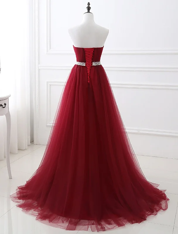 Women's Plus-Size Casual Outfit Romantic Detailing A-Line Elegant Quinceanera Prom Valentine's Day Dress Strapless Sleeveless Chapel Train Satin with Crystals