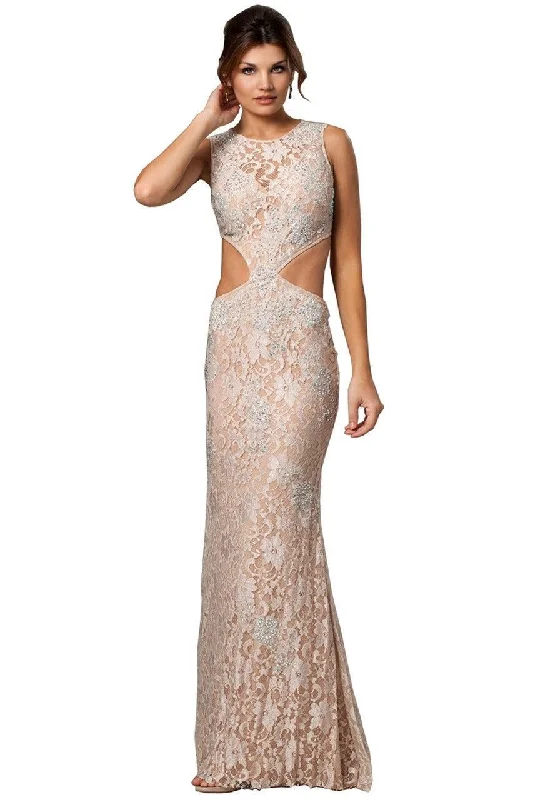 Women's Stylish Vacation Attire Flowing Silhouette Jovani Sleeveless Long Formal Prom Gown Sale