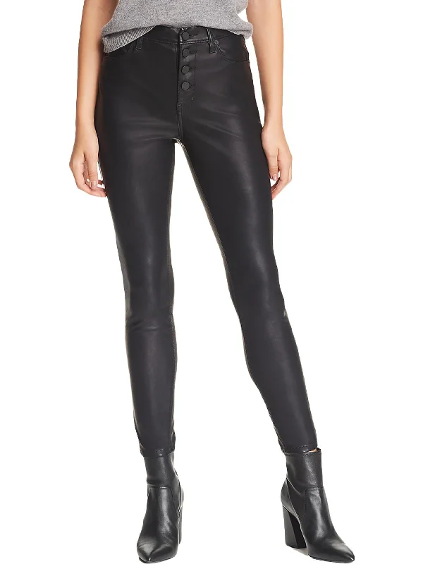 Sustainable Women's Clothes Refined Simplicity Womens Faux Leather Straight Leg Skinny Pants