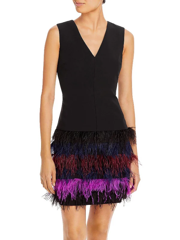 Women's Comfy Attire For Lounging Buy More, Save More Womens Ostrich Feather Above Knee Mini Dress