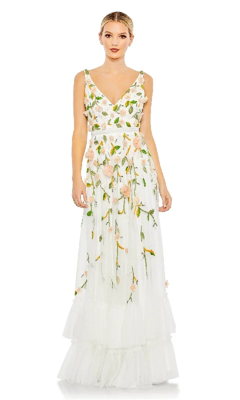 Timeless Women's Clothes Refined Simplicity Long White Maxi Dress with Flowers 9171