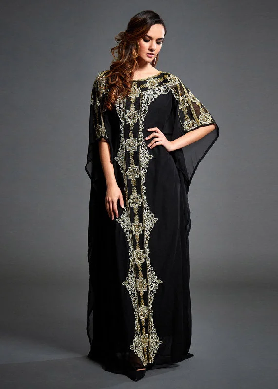 Timeless Women's Apparel Limited Time Deal Plus Size Black O-Neck Print Chiffon Maxi Dresses Summer