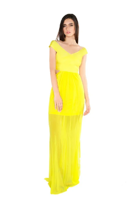 Affordable Trendy Clothes For Women Bold Patterns Naughty Grl Spring Maxi Dress - Lemon