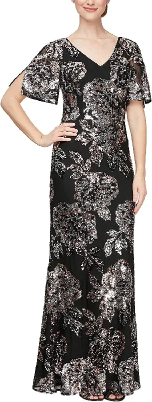 Women's Holiday Clothes Anniversary Sale Alex Evenings AE8296705 Long Mother of the Bride Dress