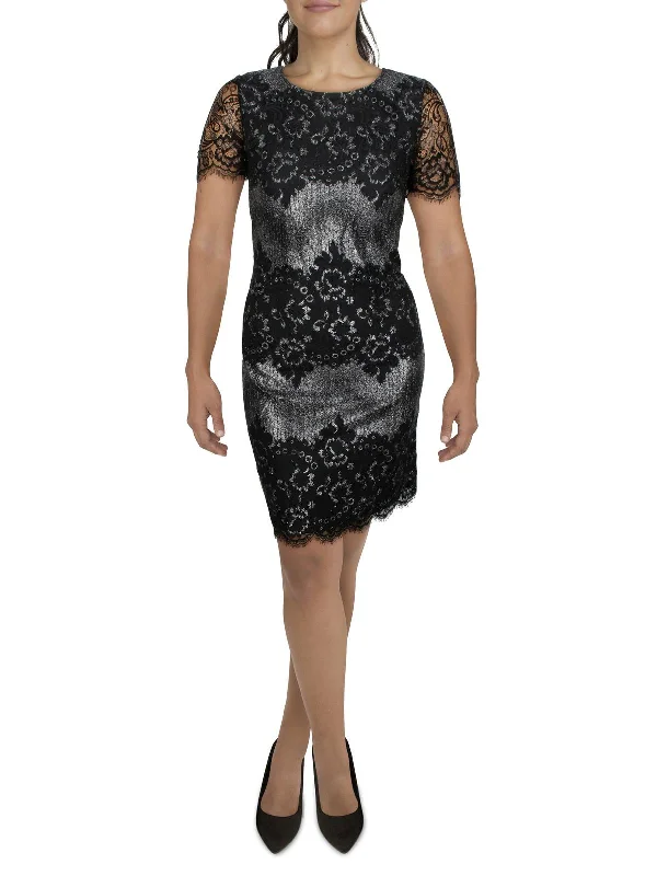 Women's Cozy Winter Attire Weekend Special Womens Lace Scalloped Mini Dress