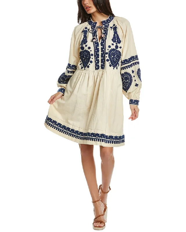 Women's Effortless Casual Outfit Dreamy Draping SEA NY Holly Soutache Linen-Blend Mini Dress