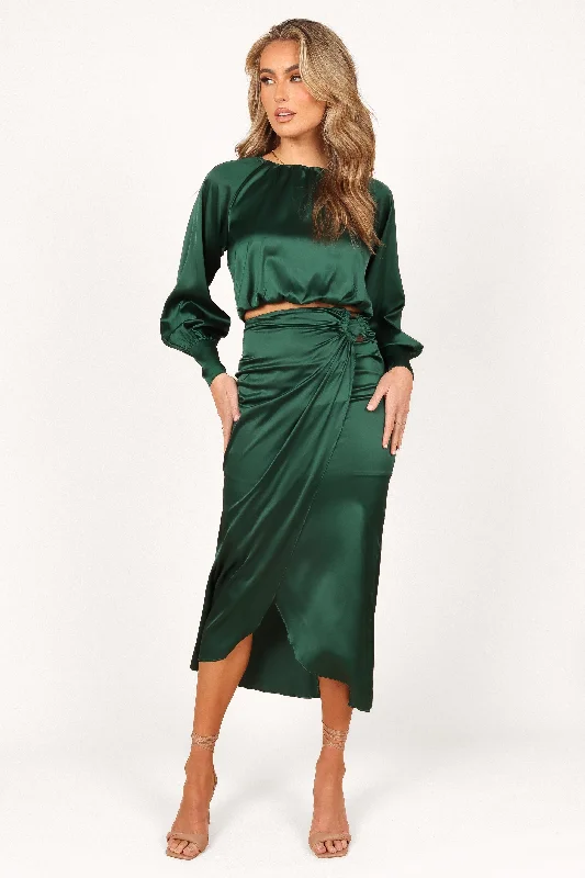 Women's Luxury Attire Trend Leading Collection Natasha Two Piece Set - Emerald Green