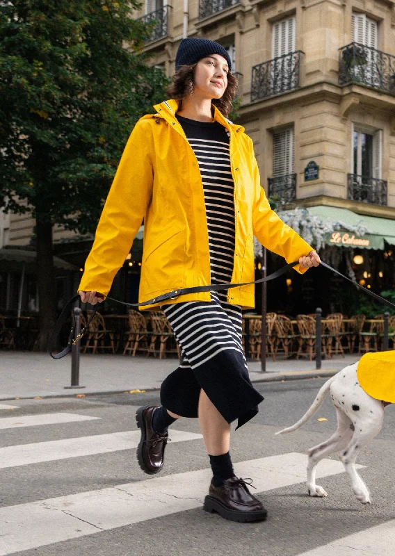 Women's Trendy Apparel Playful Elegance ST MORGANE - Waterproof Raincoat with Hood (YELLOW)