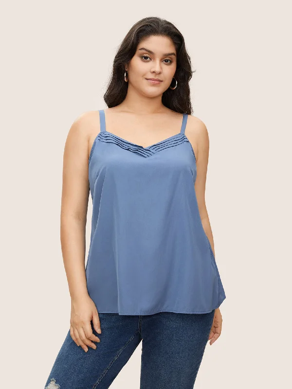 Women's Seasonal Apparel Limited-Time Offer Supersoft Essentials Pleated Adjustable Straps Cami Top