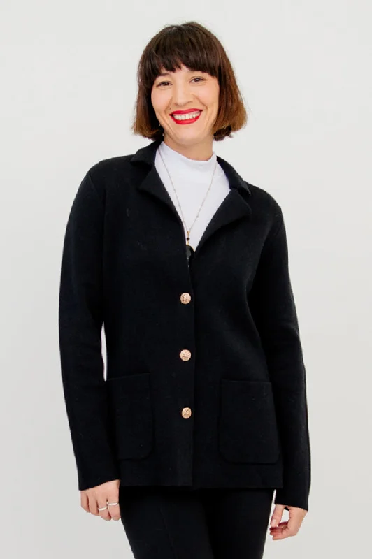 Classic Women's Apparel Feminine Soft - Hued Styles Margaret Jacket, Black, Cotton