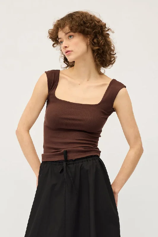 Women's Transitional Outfit Luxury Comfort Dominique Healy - Naia Tank, Chocolate