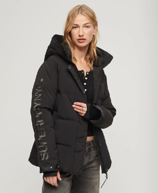 Classic Clothes For Women Chic Style Hooded City Padded Wind Parka Jacket | Black