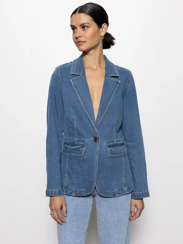 Women's Trendy Activewear Apparel Huge Savings On Parisian Styles Sculpted Denim Blazer Best In Show