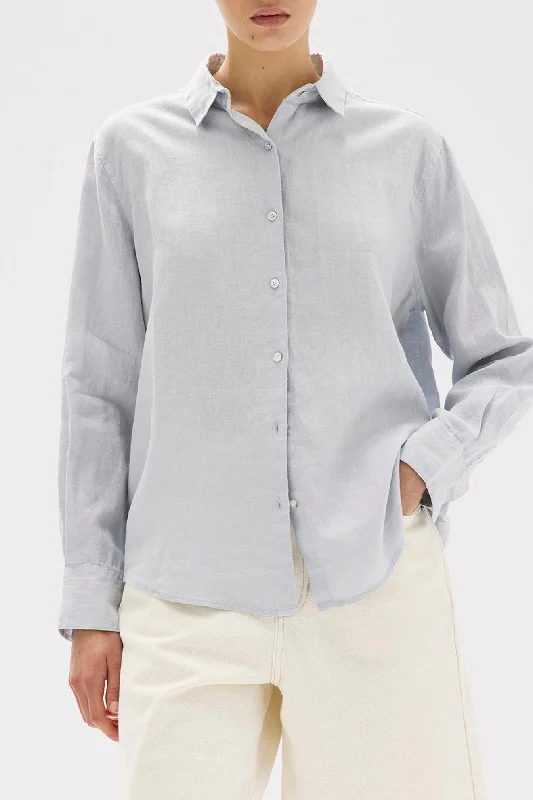 Women's Casual Garments Seasonal Sale Assembly Label - Xander Linen Shirt, Blue Haze