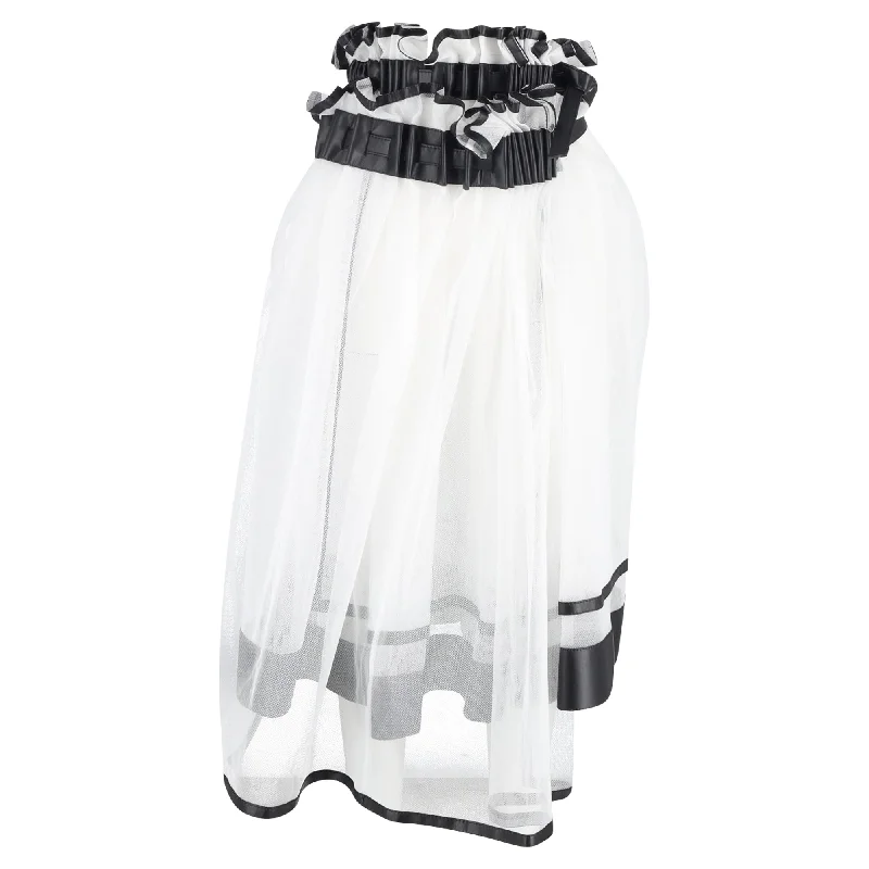 Women's Vintage-Inspired Clothing Limited - Time Bundle Comme des Garçons Ruffled Midi Skirt in White Polyamide