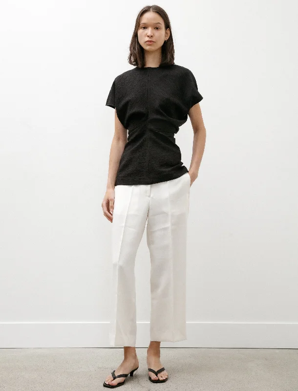 Women's Office Outfit Limited Edition Straight Cropped Trousers Off White