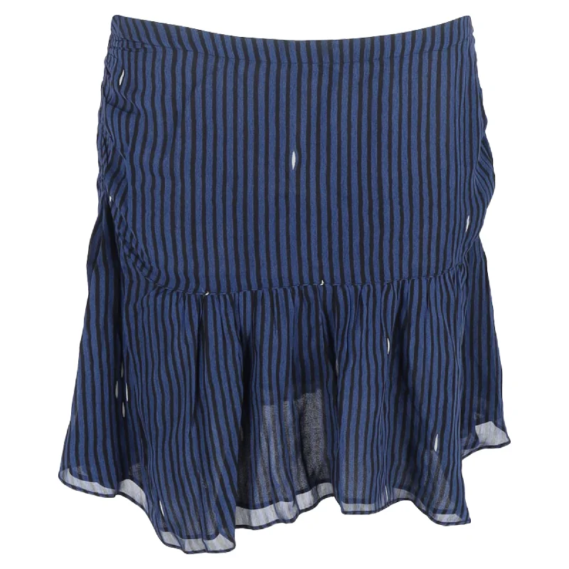 Casual Outfit For Women Huge Savings On Parisian Styles Etoile Isabel Marant Stripe Mini Ruffled Skirt in Navy Blue Viscose