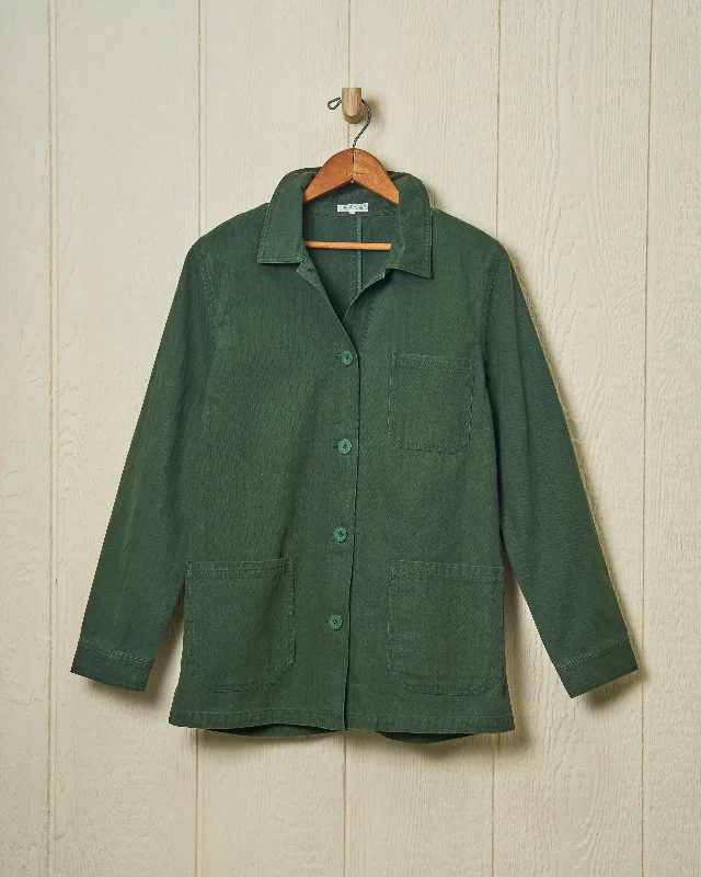 Women's Comfortable Clothes For Weekends Best-Sellers Women’s French Workman’s Jacket in Parks Department Green Herringbone